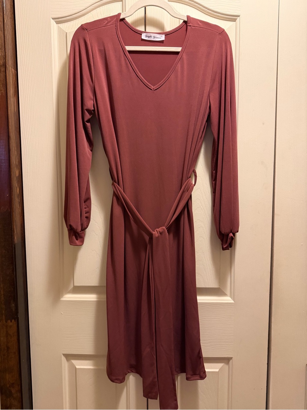 Brigitte Brianna bubble sleeve Dress in mauve